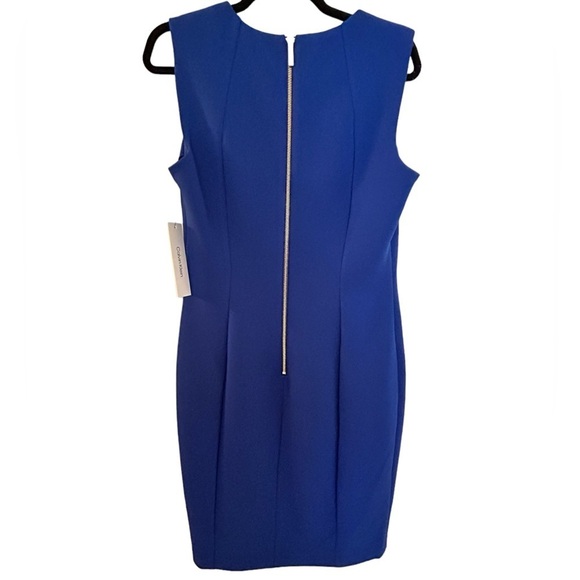 Calvin Klein Size 12 Dress NEW with tag Cobalt Blue Solid Sweetheart Nec… - Picture 2 of 10